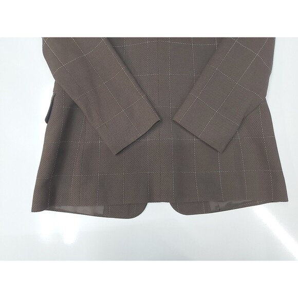 Ellen Tracy Women's Brown Square Stich Petite Blazer Size 2p - Picture 9 of 13